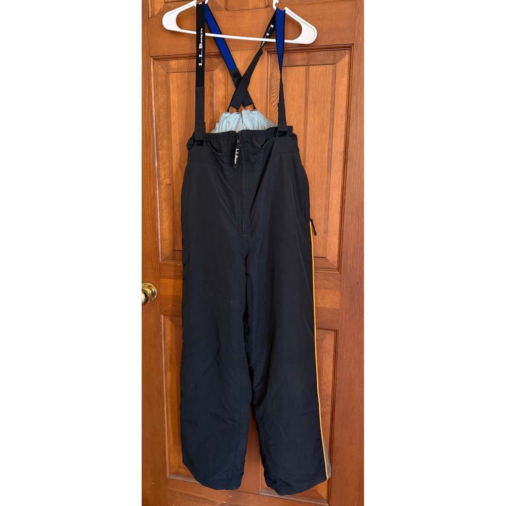 L.L. Bean Kids Bib Overalls Snow Pants Size 16 Black Thinsulate Winter Outerwear